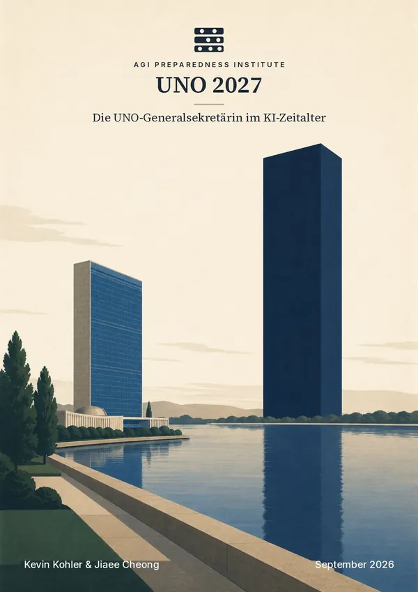 Titelseite des Berichts: UNO 2027: Die Generalsekretärin im KI-Zeitalter